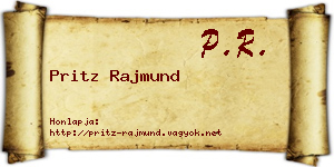 Pritz Rajmund névjegykártya